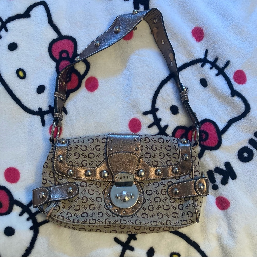 Guess Metallic Brown Shoulder Bag